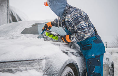 Man working in snow