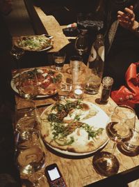 Close-up of served food on table