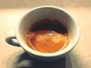 Close-up of coffee cup on table