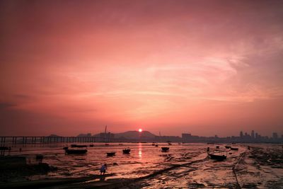 Scenic view of sea at sunset