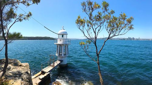 Scenic view of sea against blue sky