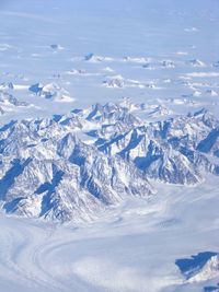 Aerial view of snowcapped mountains