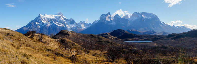 Scenic view of mountains against sky