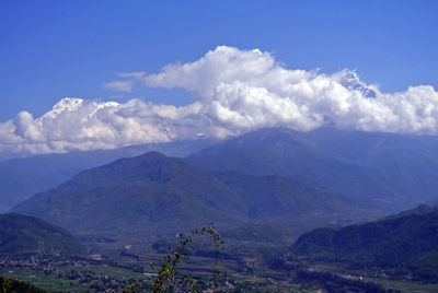 Scenic view of mountains against sky