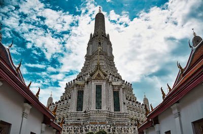 Low angle view of temple building against sky