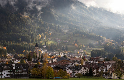 High angle view of townscape against sky