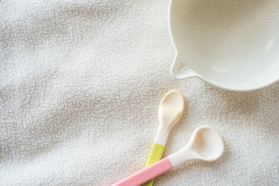 High angle view of spoon on table