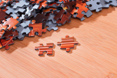 High angle view of toy on table