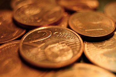 Full frame shot of euro coins