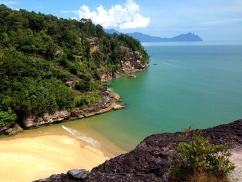 Scenic view of beach at bako national park