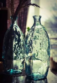 Close-up of glass jar on table