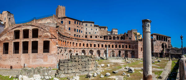 Panoramic view of the ancient ruins of the market of trajan thought built in 100 and 110 ad in rome