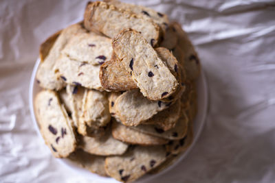 Close-up of cookies in plate