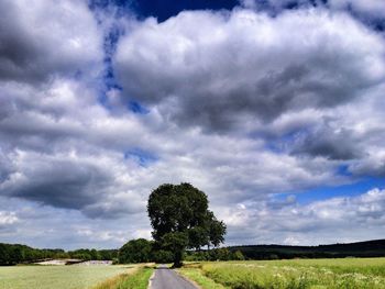 Scenic view of landscape against cloudy sky