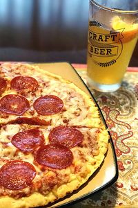 Close-up of pizza on table