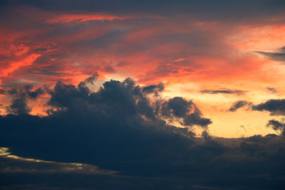 Low angle view of clouds in sky during sunset