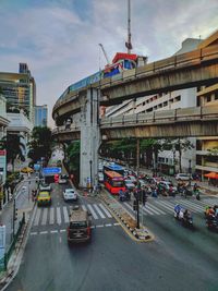 Traffic on road in city