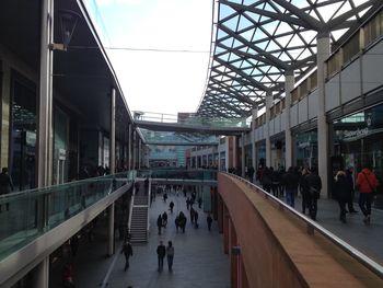 People walking in modern building