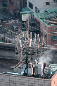 High angle view of buildings in city