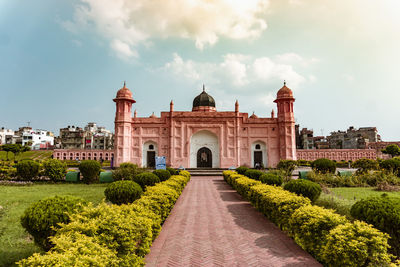 View of historical building in garden