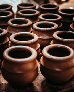 Close-up of containers on table