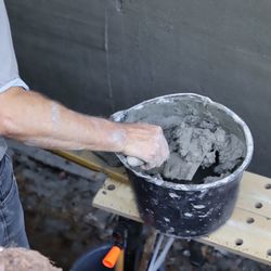 High angle view of man working in container