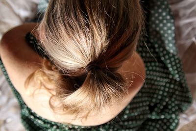 High angle view of woman