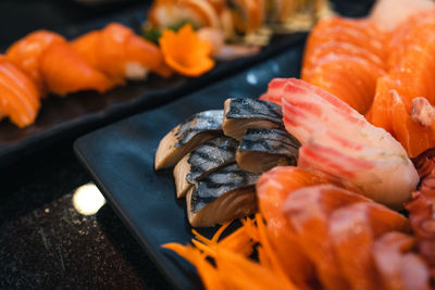 Close-up of meat on barbecue grill