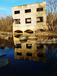 Reflection of building in water