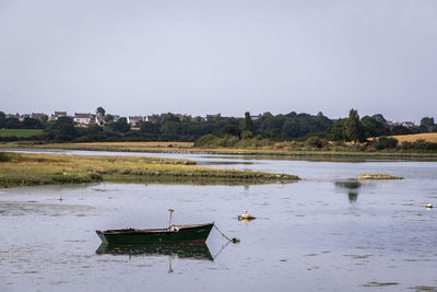 Scenic view of lake against clear sky