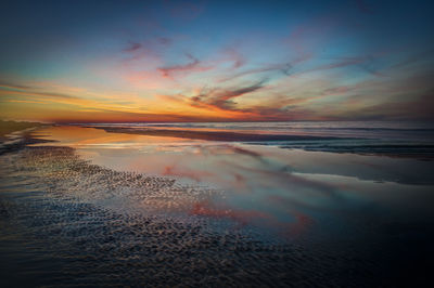 Scenic view of sea against sky at sunset