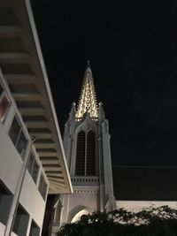 Low angle view of illuminated building