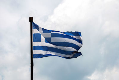 Flag of greece  -  low angle view of flag against sky