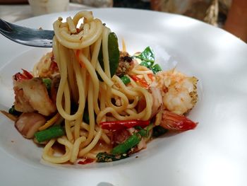 Close-up of meal served in plate