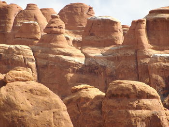 Low angle view of rock formations