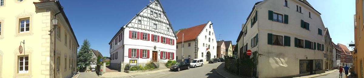 View of buildings along road