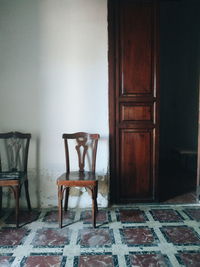 Empty chairs and table at home