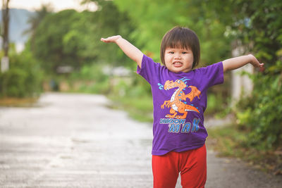 Full length of cute baby girl outdoors