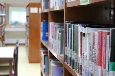 Close-up of books in shelf