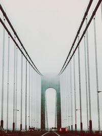 Low angle view of suspension bridge