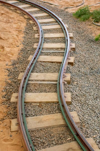 High angle view of railroad tracks