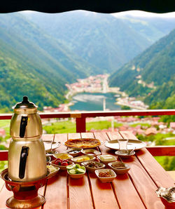 High angle view of drink on table at restaurant