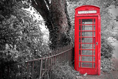 Close-up of telephone booth