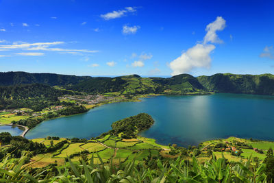 Scenic view of lake against sky