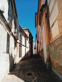 Narrow alley amidst buildings against sky