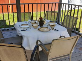 Chairs and tables in restaurant