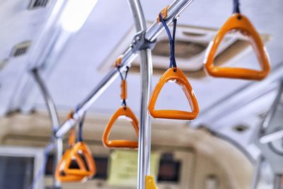 Handles hanging in bus