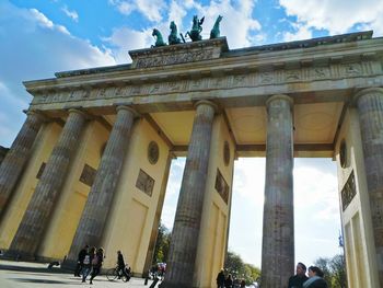 Low angle view of brandenburg gate against sky