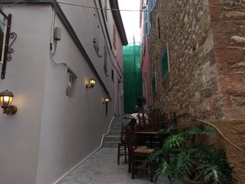 Narrow alley amidst buildings in city