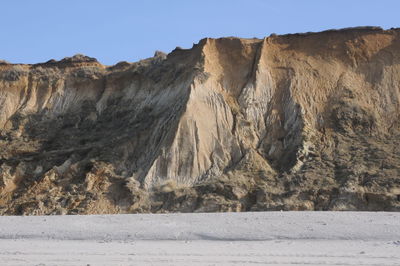 Scenic view of arid landscape against clear sky